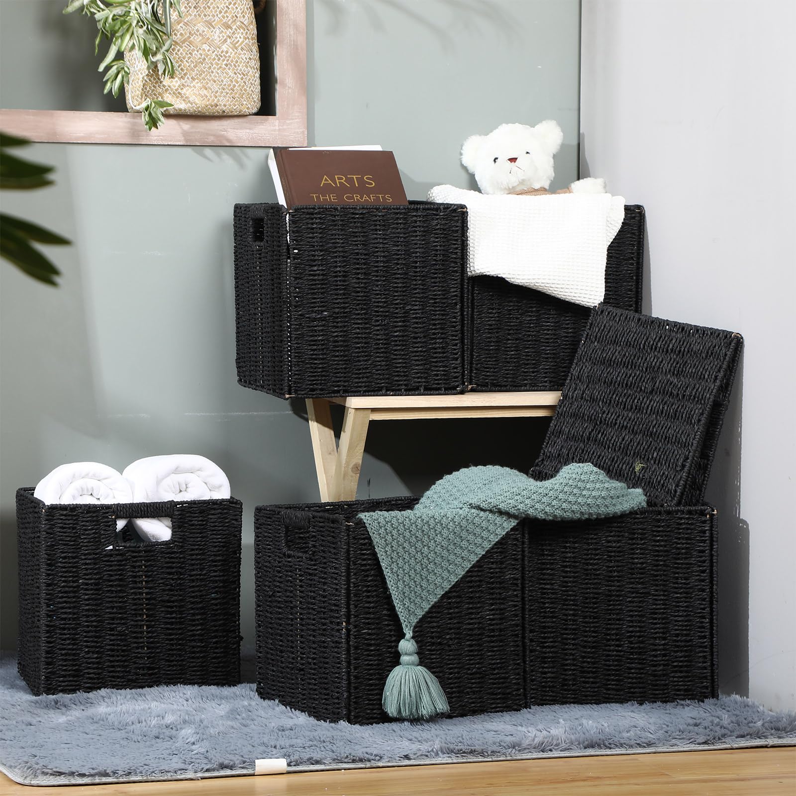 Amazon.com: Bucherry 6 Pcs 11 x 11 x 11 Inch Wicker Storage Basket